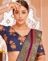 Vishal Prints Wine Chiffon Saree With Zari Border