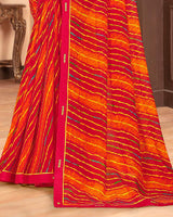 Vishal Prints Dark Red Printed Georgette Saree With Fancy Border