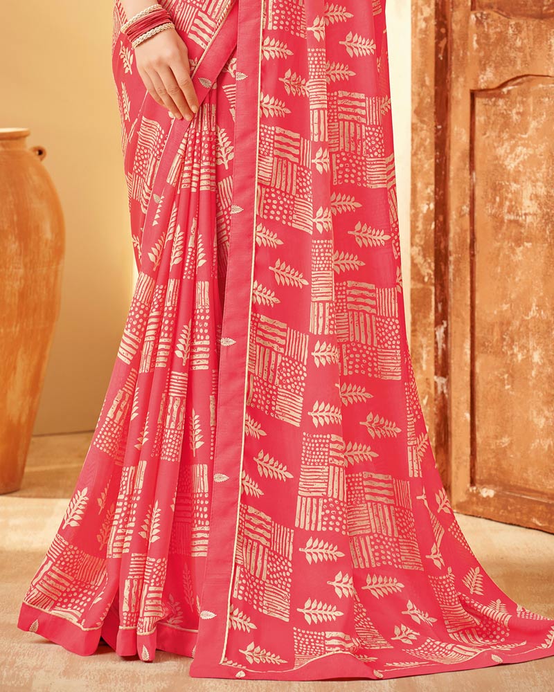 Vishal Prints Coral Printed Criva Crepe Saree With Fancy Border