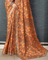 Vishal Prints Light Mauve Printed Brasso Saree With Fancy Border