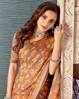 Vishal Prints Light Mauve Printed Brasso Saree With Fancy Border