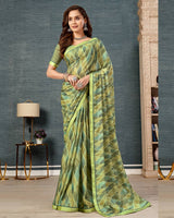 Vishal Prints Pastel Green Printed Brasso Saree With Fancy Border