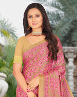 Vishal Prints Dark Pink Printed Criva Moss Saree
