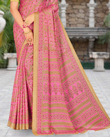 Vishal Prints Dark Pink Printed Criva Moss Saree