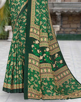 Vishal Prints Bottle Green Printed Criva Moss Saree