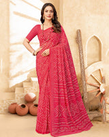 Vishal Prints Pinkish Red Printed Georgette Saree