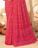 Vishal Prints Pinkish Red Printed Georgette Saree