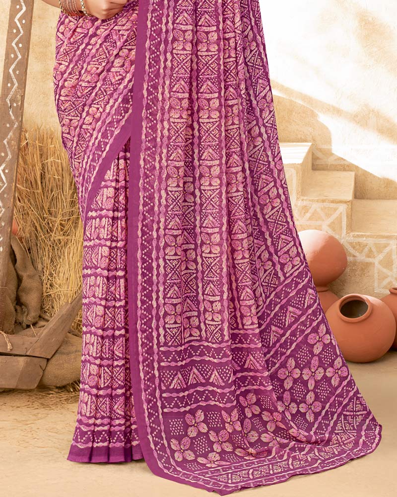 Vishal Prints Mauve Printed Georgette Saree