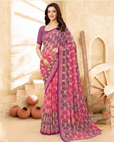 Vishal Prints Pink Printed Georgette Saree