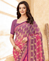 Vishal Prints Pink Printed Georgette Saree