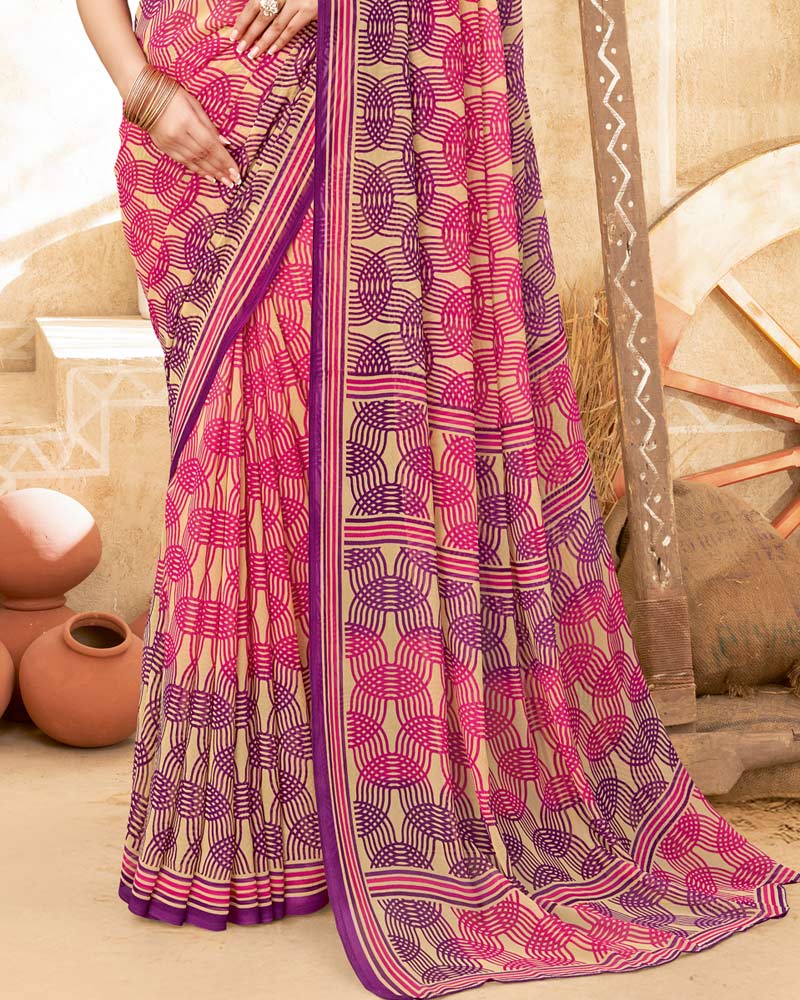 Vishal Prints Pink Printed Georgette Saree