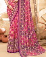 Vishal Prints Pink Printed Georgette Saree