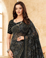 Vishal Prints Greyish Black Printed Georgette Saree