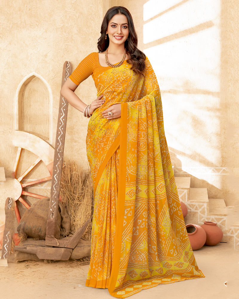 Vishal Prints Light Mango Printed Georgette Saree