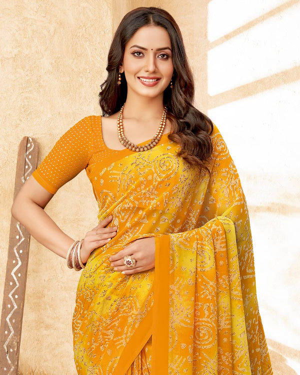 Vishal Prints Light Mango Printed Georgette Saree