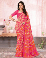 Vishal Prints Amaranth Pink Printed Georgette Saree