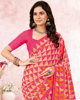 Vishal Prints Amaranth Pink Printed Georgette Saree