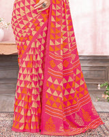 Vishal Prints Amaranth Pink Printed Georgette Saree