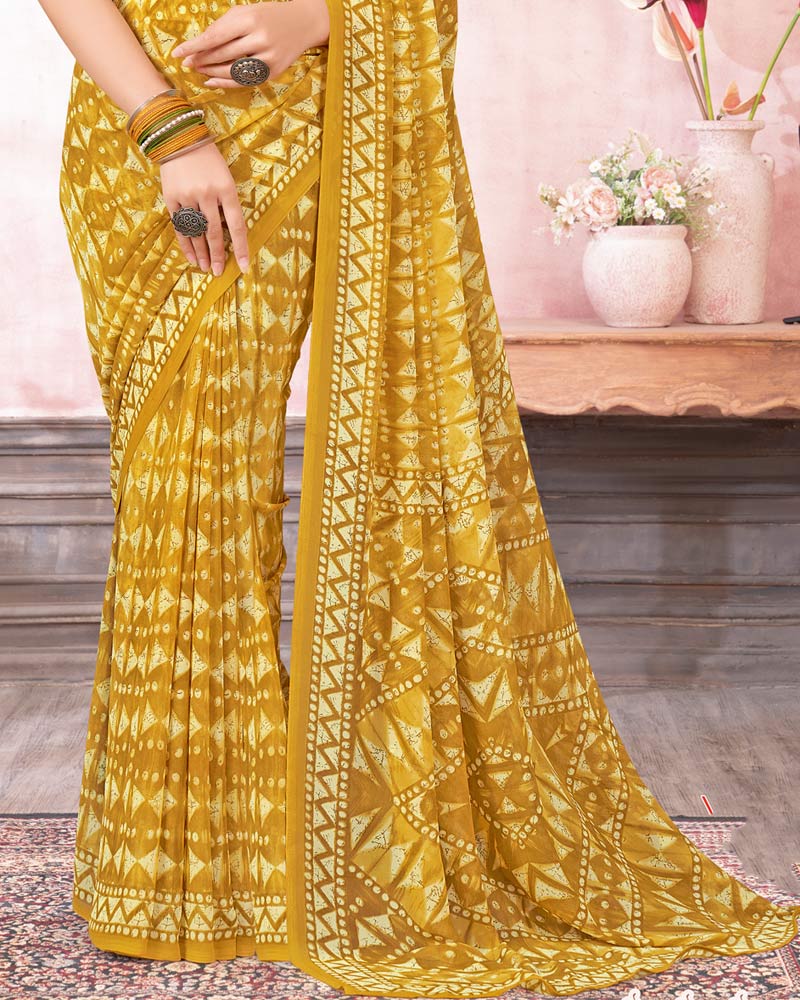Vishal Prints Ochre Printed Georgette Saree