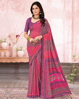 Vishal Prints Dusty Purple Printed Georgette Saree