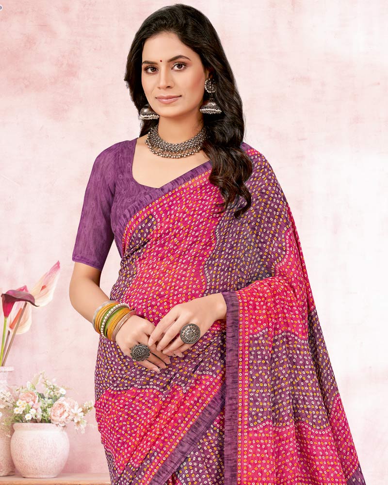Vishal Prints Dusty Purple Printed Georgette Saree