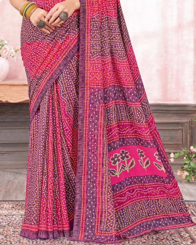 Vishal Prints Dusty Purple Printed Georgette Saree