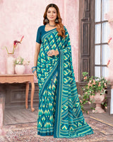 Vishal Prints Persian Green Printed Georgette Saree