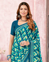 Vishal Prints Persian Green Printed Georgette Saree