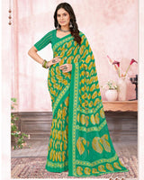 Vishal Prints Jade Green Printed Georgette Saree