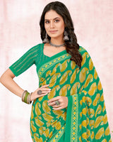 Vishal Prints Jade Green Printed Georgette Saree