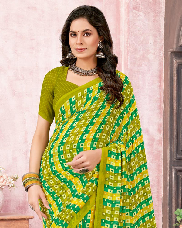 Vishal Prints Multi Green Printed Georgette Saree