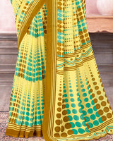 Vishal Prints Mustard Brown Printed Georgette Saree