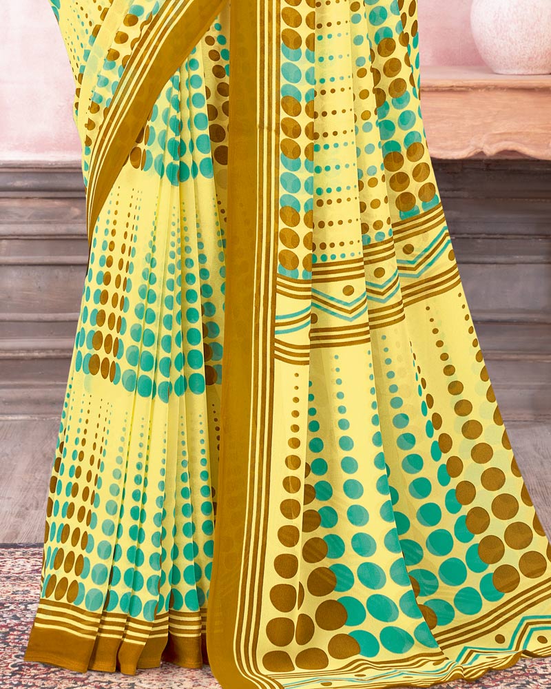 Vishal Prints Mustard Brown Printed Georgette Saree
