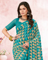 Vishal Prints Ocean Blue Printed Georgette Saree