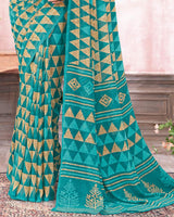 Vishal Prints Ocean Blue Printed Georgette Saree