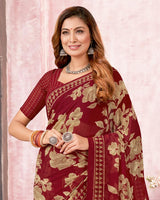 Vishal Prints Maroon Printed Georgette Saree