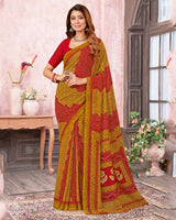 Vishal Prints Orange Brown Printed Georgette Saree