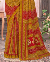 Vishal Prints Orange Brown Printed Georgette Saree