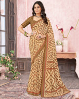 Vishal Prints Sandy Brown Printed Georgette Saree