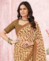 Vishal Prints Sandy Brown Printed Georgette Saree