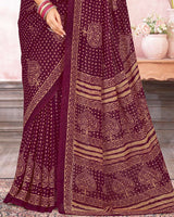 Vishal Prints Wine Berry Printed Georgette Saree