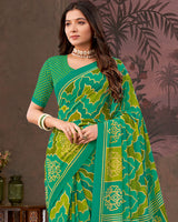 Vishal Prints Pine And Olive Green Printed Georgette Saree