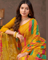 Vishal Prints Dark Orange And Burnt Yellow Printed Georgette Saree