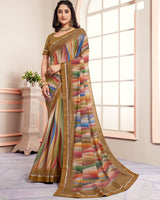 Vishal Prints Potters Clay Digital Print Moss Chiffon Saree With Fancy Border