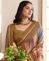 Vishal Prints Potters Clay Digital Print Moss Chiffon Saree With Fancy Border