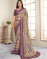 Vishal Prints Copper Rose Digital Print Moss Chiffon Saree With Fancy Border