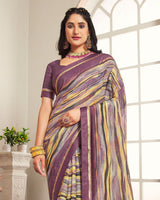 Vishal Prints Copper Rose Digital Print Moss Chiffon Saree With Fancy Border
