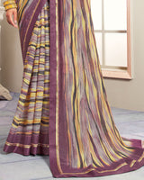 Vishal Prints Copper Rose Digital Print Moss Chiffon Saree With Fancy Border