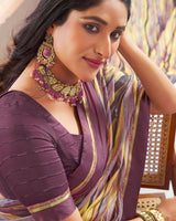 Vishal Prints Copper Rose Digital Print Moss Chiffon Saree With Fancy Border