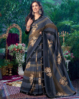 Vishal Prints Black Printed Georgette Saree With Fancy Border